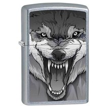 Zippo Lighter - Snarling Wolf Satin Chrome - 853445 - $478.95 MXN