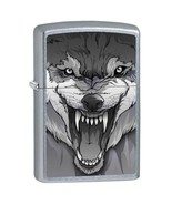 Zippo Lighter - Snarling Wolf Satin Chrome - 853445 - £20.16 GBP