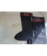 Womens M Gardeners Eden Navy Blue Stewart Plaid Trim Cuff Boot Liners - $39.39 CAD