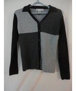 Geoffrey Beene Color block Black / Grey Wool blend Cardigan Sweater Size S - $1,304.05 MXN