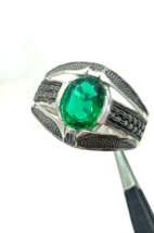 Natural 7Ct Fine Oval Cut Green Emearald Sterling Silver Anniversary man&#39;s Ring - £118.33 GBP