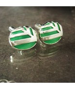 Vintage sterling jade cufflinks Vintage abstract Modernist SIGNED J&amp;T fa... - £176.99 GBP