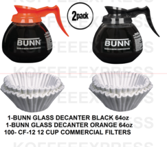 BUNN Coffee Pots 1 reg 1 decaf 12 Cup 64oz Commercial &amp; 100 FREE CF12 FILTERS - £35.97 GBP
