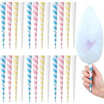 Cotton Candy Cones, Striped White Cotton Candy Sticks, Paper Cotton Cand... - £30.63 GBP