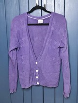 Vintage Alberoy Deep V-Neck Cardigan Sweater Fits M L XL 80s 90s USA Made - £17.90 GBP