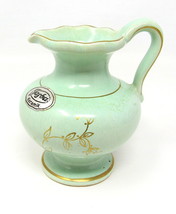 Jasba Pitcher Vase Mint Green German Keramik Ceramic Jug 6&quot; Gold Designs Vintage - £19.78 GBP