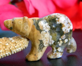 Bear Cub Brooch Pin Natural Stone Jasper Hand Carved Figural Animal  - £16.02 GBP