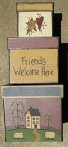 B14FWH-Friends Welcome Boxes set of 3 boxes paper mache&#39; - £15.65 GBP