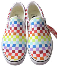 Vans Rainbow Checkerboard Unisex Slip On Rainbow Chex Skate Sneaker 7 M/... - $74.00
