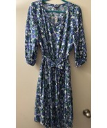 Talbots Floral Long Sleeve Belted Dress Size 10P Talbots Blue Multi Belt... - $1,104.65 MXN