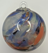 Vintage Art Glass Swirl Red Blue Orange Ornament U258/9 - £37.36 GBP