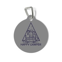 Personalized Pet Tag, Camping Adventure Design, White Metal, Round, Durable Clip - £13.84 GBP