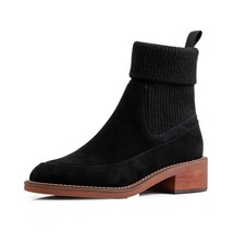 Winter Autumn Ankle Boots for Ladies Size 34-39 Knitting Sock Boots Women Square - £104.99 GBP