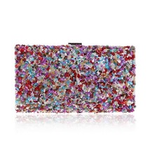 PU vintage women embroidery beaded evening bags beaded diamonds clutch candy cry - £44.70 GBP