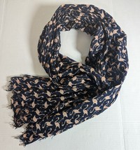 Flamingo Scarf Shawl Table Runner Navy Blue with Pink Flamingo on navy backgroun - £9.46 GBP