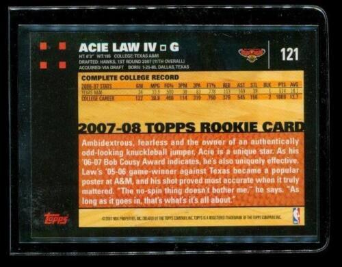 2007-08 TOPPS 50TH ANNIVERSARY Rookie Basketball Card #121 ACIE LAW IV Hawks Item image 2