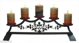 Wrought Iron Fireplace Pillar Candle Holder Victorian Pattern Holds 5 Hearth - $86.10