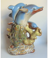 Dolphin Trio Ceramic Figurine Marine Curio - $24.99