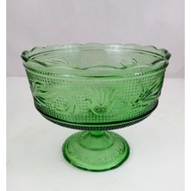 Vintage 1950’s E.O. Brody Co. Green Pedestal Floral Etched Candy Dish #M6000 - £11.37 GBP