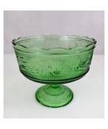Vintage 1950’s E.O. Brody Co. Green Pedestal Floral Etched Candy Dish #M... - $14.54