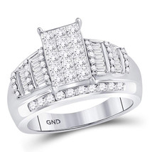10kt White Gold Princess Diamond Cluster Bridal Wedding Engagement Ring 1-1/2 - £961.40 GBP