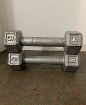 Pair Of 5 lb Dumbbells Hand Weights Cast Iron Hex Pair 10 Lbs Total - £23.26 GBP