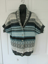 Tommy Hilfiger Short Sleeve Dolman Cardigan Sweater Nordic Med Shawl Collar Euc - £31.93 GBP