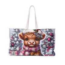 Personalised/Non-Personalised Weekender Bag, Christmas, Highland Cow, Large Week - £39.27 GBP