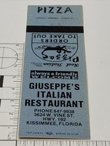 Vintage Matchbook Cover  Giuseppe’s Italian Restaurant  Kissimmee, Fla gmg - £9.70 GBP
