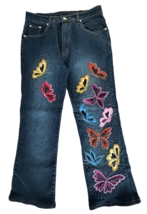 Tarado Women&#39;s Vintage Butterfly Beaded Jeans Mid Rise 100% Cotton Size ... - £30.96 GBP