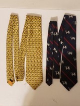 Lot Of 2 Orvis Neckties Yellow Dogs Blue Cows - £19.14 GBP