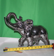 Vintage Silver Mirrored Chrome Metal Large Elephant Animal Centerpiece Figure - £69.89 GBP