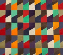 Momentum Textiles Lucio Ibiza Velvet Red Geometric Furniture Fabric By Yard 50&quot;W - £55.94 GBP