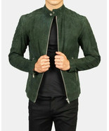 Suede Leather Party Men Lambskin Handmade Motorcycle Green Jacket Biker ... - $2,597.41 MXN+