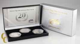 2006 Argento American Eagle 20th Anniversario 3-Coin Set W/Box &amp; COA - $381.36