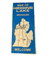 Vintage Map of Higgins Lake Michiagn 1970s 1980s Travel Souvenir Color F... - $37.22