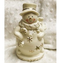 Vintage Ivory Porcelain Snowman Tealight Holder with 18kt Gold Accents - $332.45 MXN