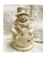 Vintage Ivory Porcelain Snowman Tealight Holder with 18kt Gold Accents - $343.07 MXN