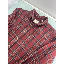 Viyella Men Shirt Wool Cotton Blend Maroon Plaid Long Sleeve Button Up Medium M - £23.27 GBP