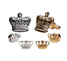 Mardi Gras Crowns Studs and Cufflinks Set in Gold or Silver Trim - £68.33 GBP