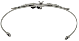 Goth Vampire Queen Silver Bat Tone Headpiece W/ Black Beaded Drop Dangle Accent image 8
