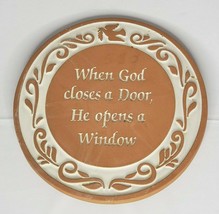 Frankoma Handcrafted Terra Cotta Trivet When God Closes A Door He Opens A Window - £12.94 GBP