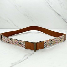 Brown Colorful Beaded Rhinestone Stretch Belt Size Large L Womens - £10.16 GBP