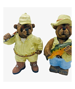 Hunting and Fishing Bears Figurines Mancave Hunter Fisherman Set Of 2 - $26.72