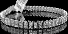 14k White Gold Finish 2 row 12CT Genuine Round Diamond Engagement Bracelet - £185.34 GBP