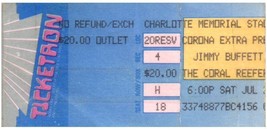 JIMMY Buffett Ticket Stub Juillet 21 1990 Charlotte Nord Caroline - £32.67 GBP