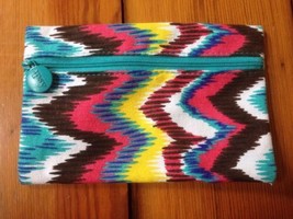 Ipsy Bright Colorful Hipster Chevron Small Makeup Accessory Bag - $13.99