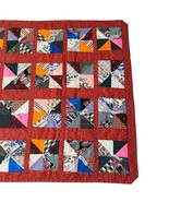 Quilt Handmade Patchwork Topper Yarn Knotted Floral Triangles Quilt Bloc... - €38,28 EUR