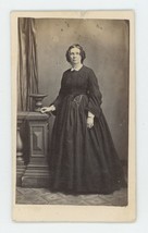 Antique CDV Circa 1870s Lovely Older Woman Posing in Black Dress New York, NY - £7.45 GBP