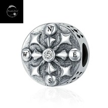 Sea Sail Compass Boat Ocean Retro Bead Charm Sterling Silver 925 For Bracelets - £14.98 GBP